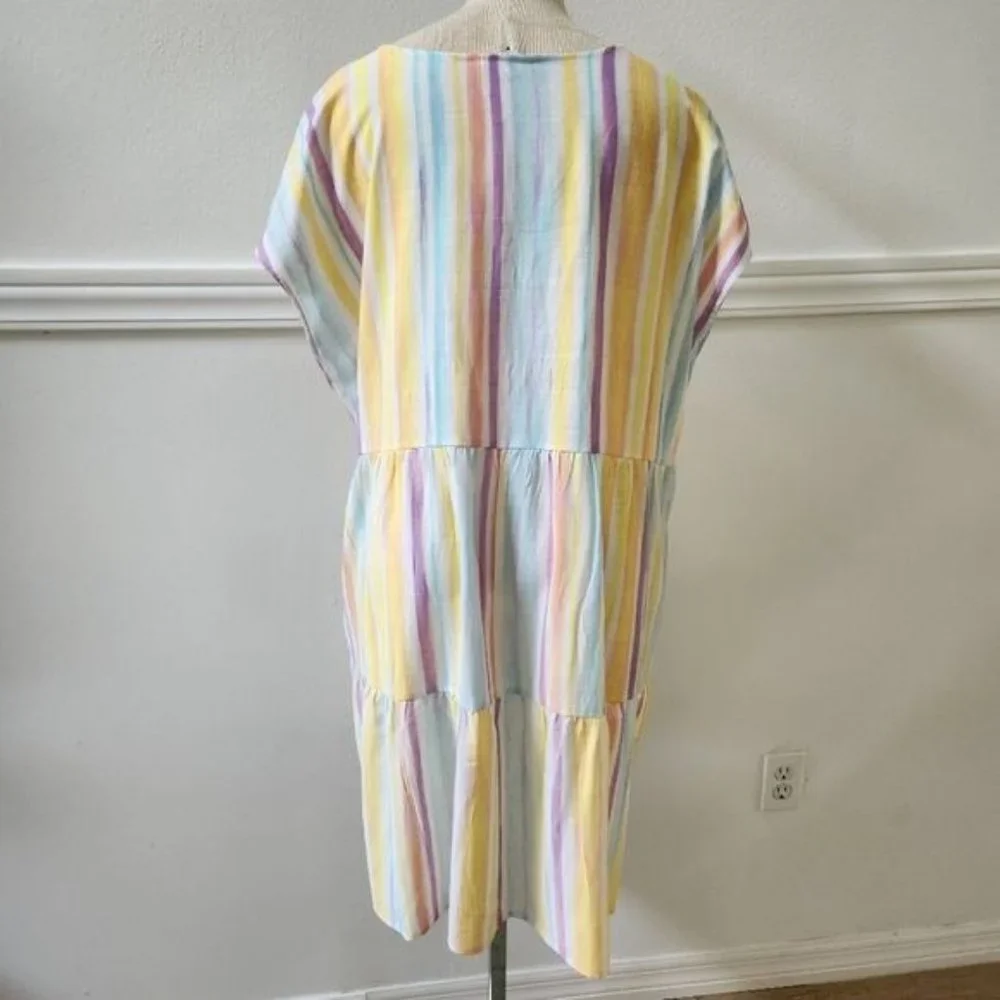Time and Tru Women's Woven Print Dress with Flounce Hem V-Neck Size XXL - Picture 10 of 15